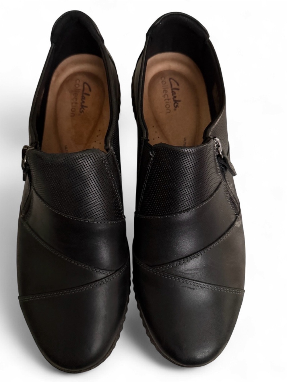 Clarks Caroline Grace Black Women's Leather Slip-On Loafers Sz 11